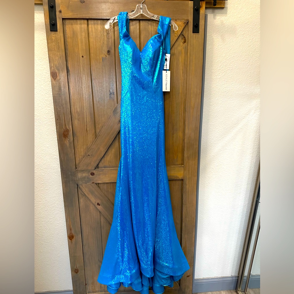 New Ashley Lauren Neon Blue Prom Dress Size 00
